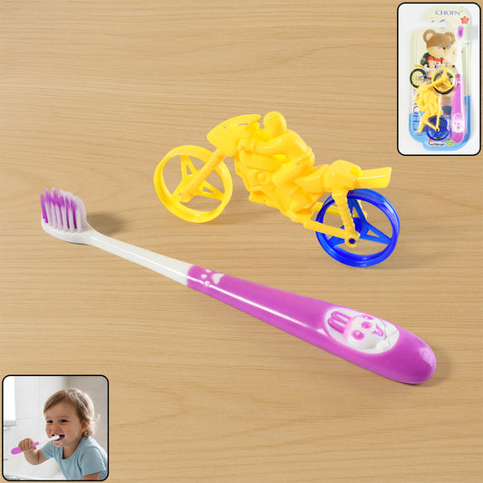 Kids Toothbrush and Bike Toy Set – Fun and Interactive Oral Care Combo for Kids | Includes Panda-Themed Toothbrush and Motorcycle Toy | Perfect for Little Ones