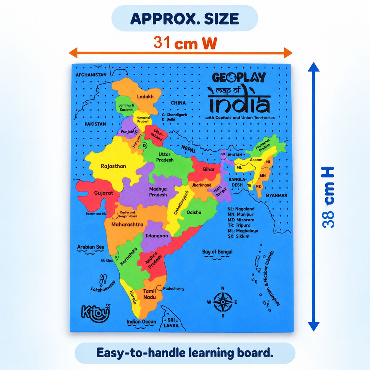 India Map Geography Learning Puzzle With State Pieces And Capital Flag Activity