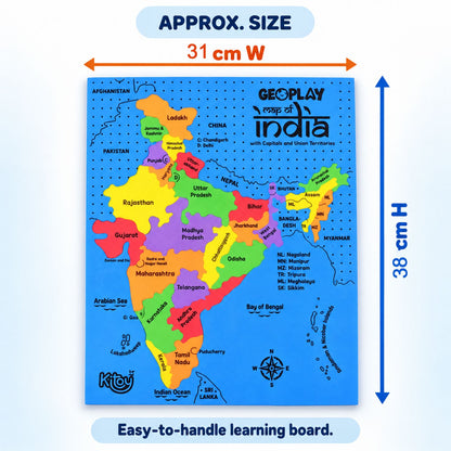 India Map Geography Learning Puzzle With State Pieces And Capital Flag Activity