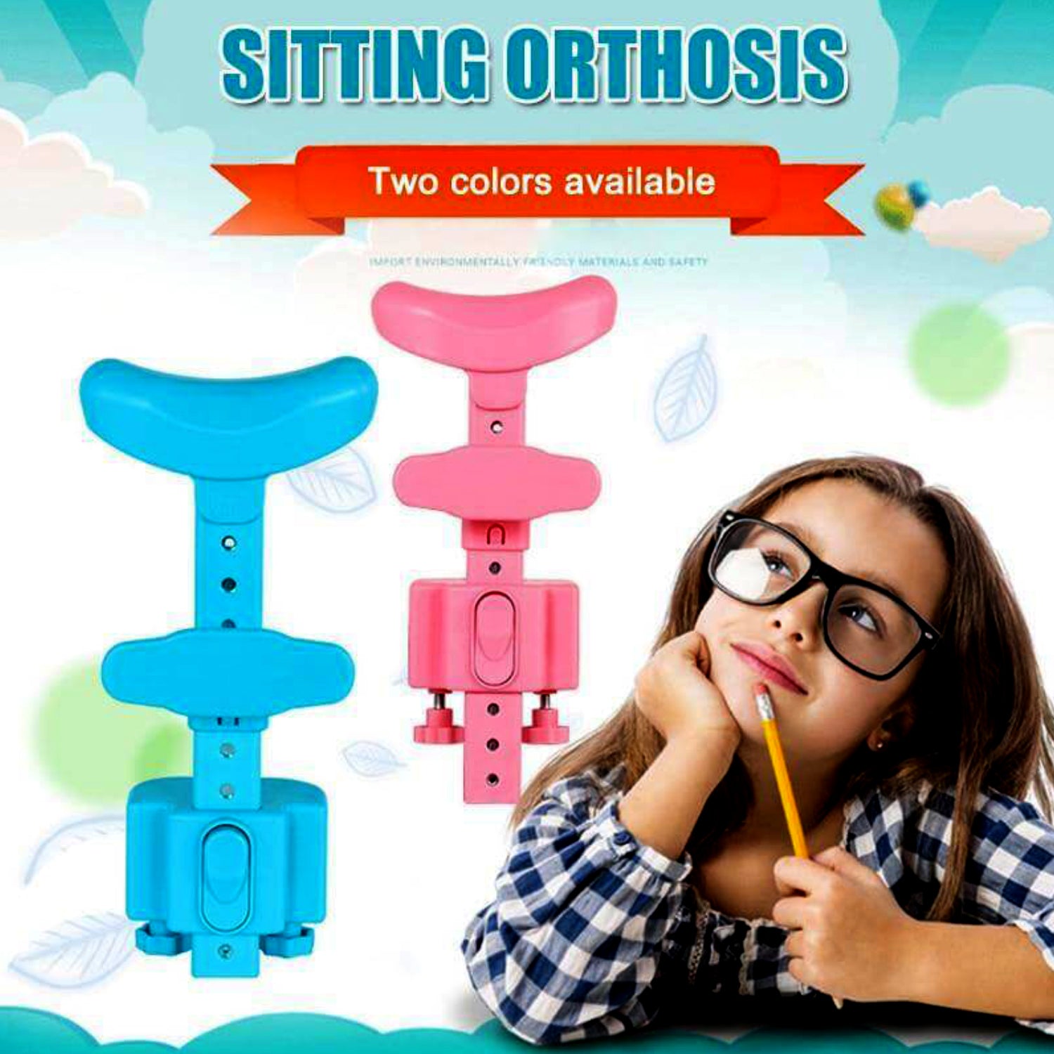 Student Sitting Posture Corrector for Kids – Adjustable Reading and Writing Support Brace with Eye Protection and Back Support