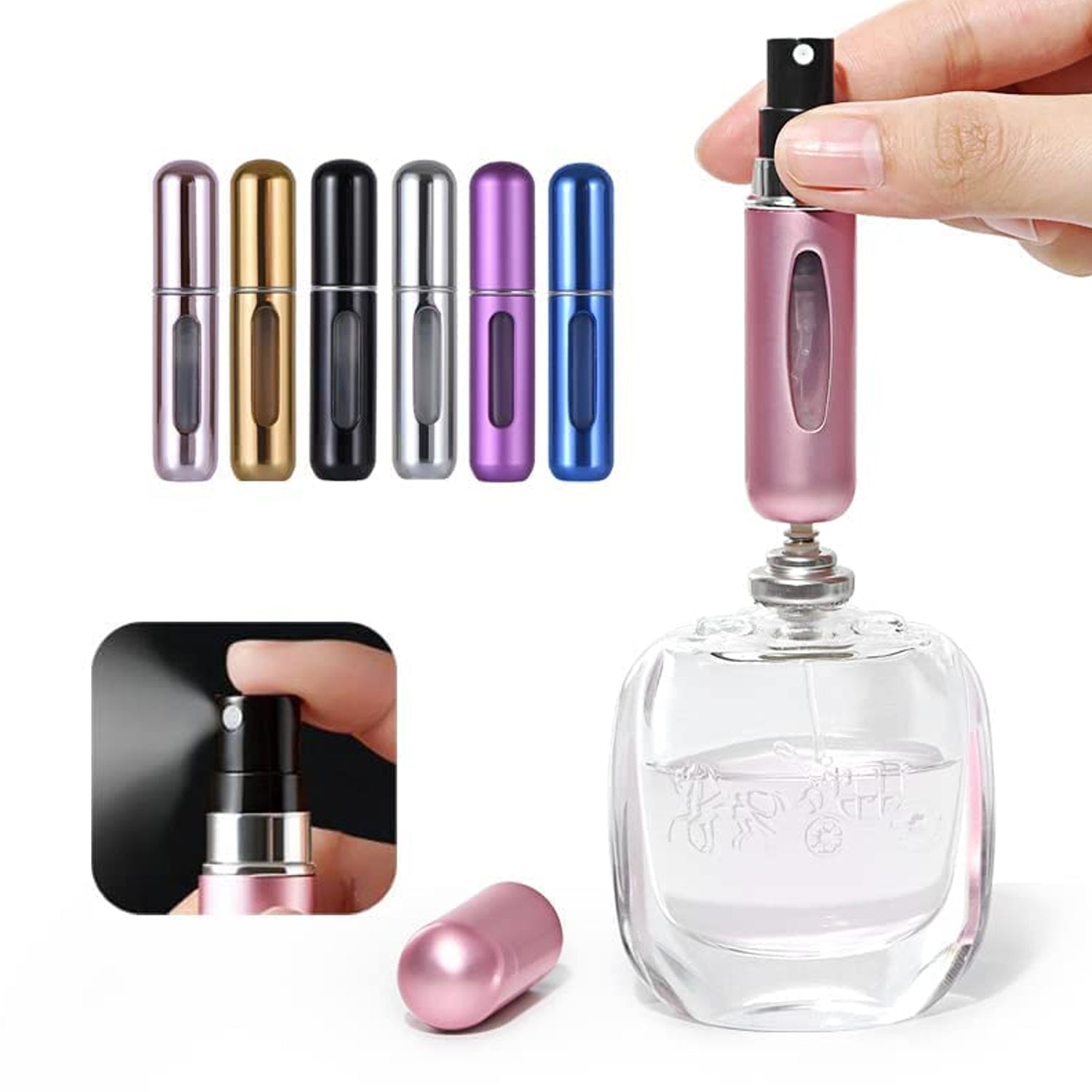 Mini Perfume Refillable Atomizer Container Portable Travel Perfume Spray Bottle 5ml Fragrance Pump Case (1 Pc Mix Color)