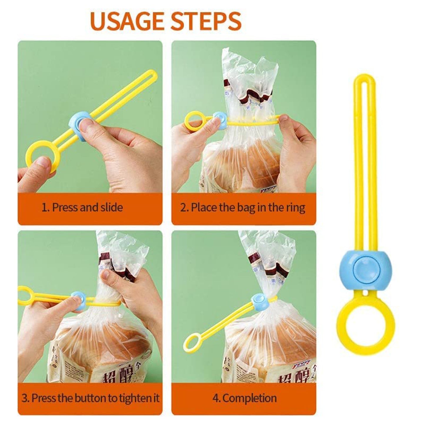 Reusable Bag Sealing Clip Multi Purpose Food Bag Sealer Cable Tie Cord Organizer Elastic Adjustable Clip for Kitchen Home Office Storage (1 Pc)