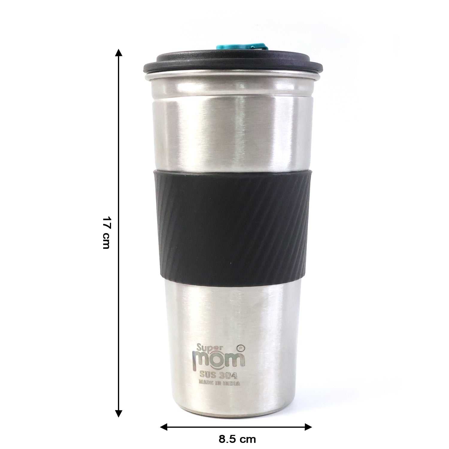 Supermom Stainless Steel Sip Mate Travel Tumbler with Leak-Resistant Lid &amp; Heat-Insulated Grip for Hot and Cold Beverages (500 ml)