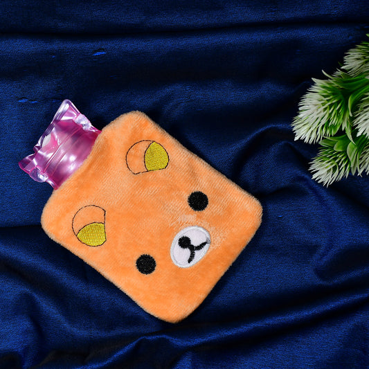 Orange Panda Small Hot Water Bag with Soft Cover – Portable Natural Rubber Heat Therapy Bottle for Pain Relief, Menstrual Cramps, Neck, Shoulder, Back and Hand Warmer