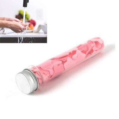 Portable Hand Washing Bath Flower Shape Paper Soap Strips in Test Tube Bottle – Scented Travel Soap Sheets for Hand Cleaning, Bath and Outdoor Hygiene (1 Pc)