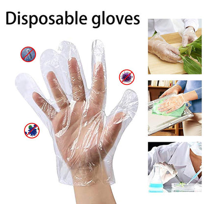 Plastic Transparent Disposable Gloves | Powder-Free, Latex-Free Clear Hand Gloves (100 Pcs)