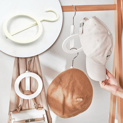 Plastic Circle Hat Hanger Organizer | Foldable Multi Ring Closet Hanger for Caps, Scarves, Towels, Bags and Accessories | Space Saving Storage Hook (1 Piece)