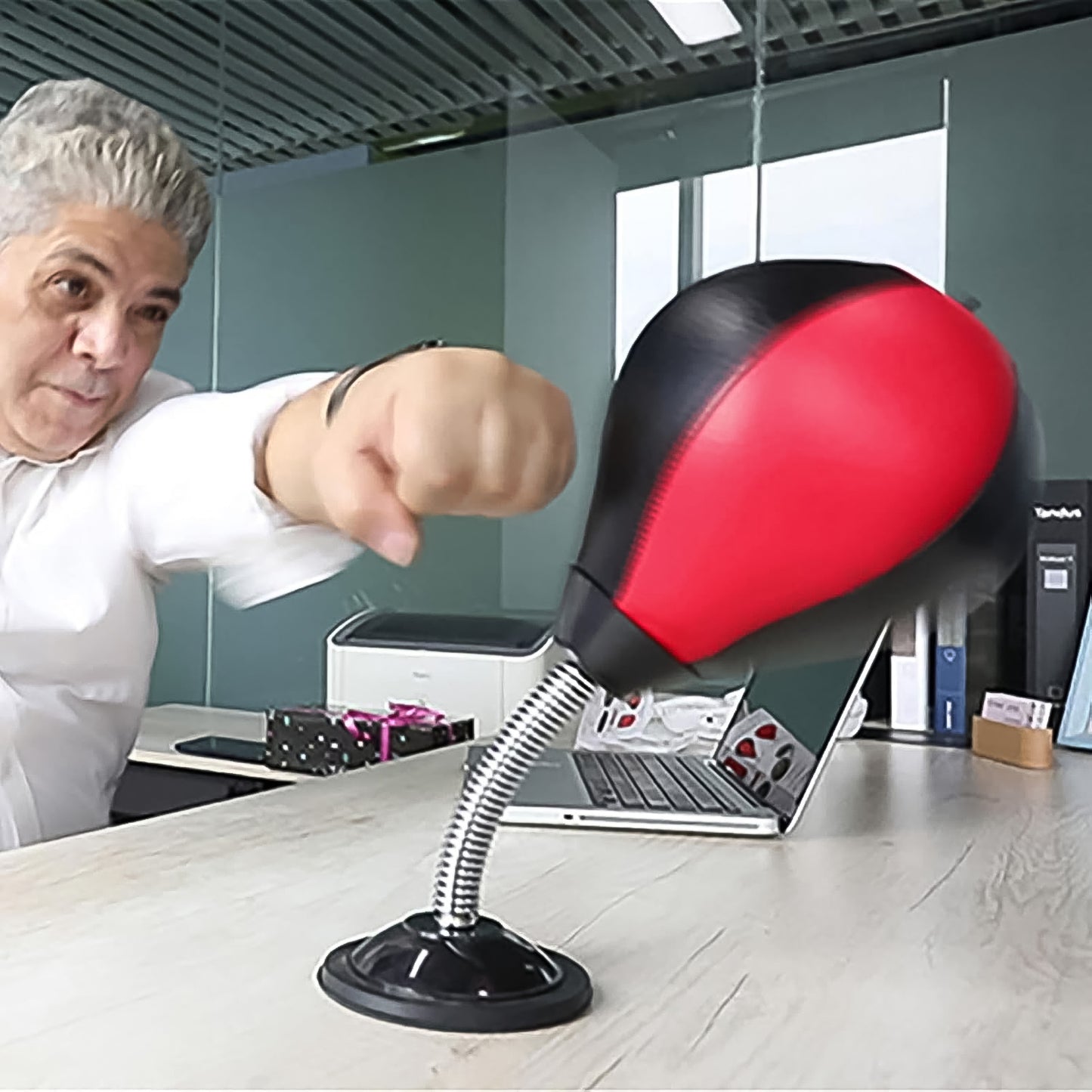 Inflatable Punching Bag with Air Pump and Strong Suction Cup – Desktop, Wall and Floor Speed Ball for Boxing Training and Stress Relief (2 Piece Set)