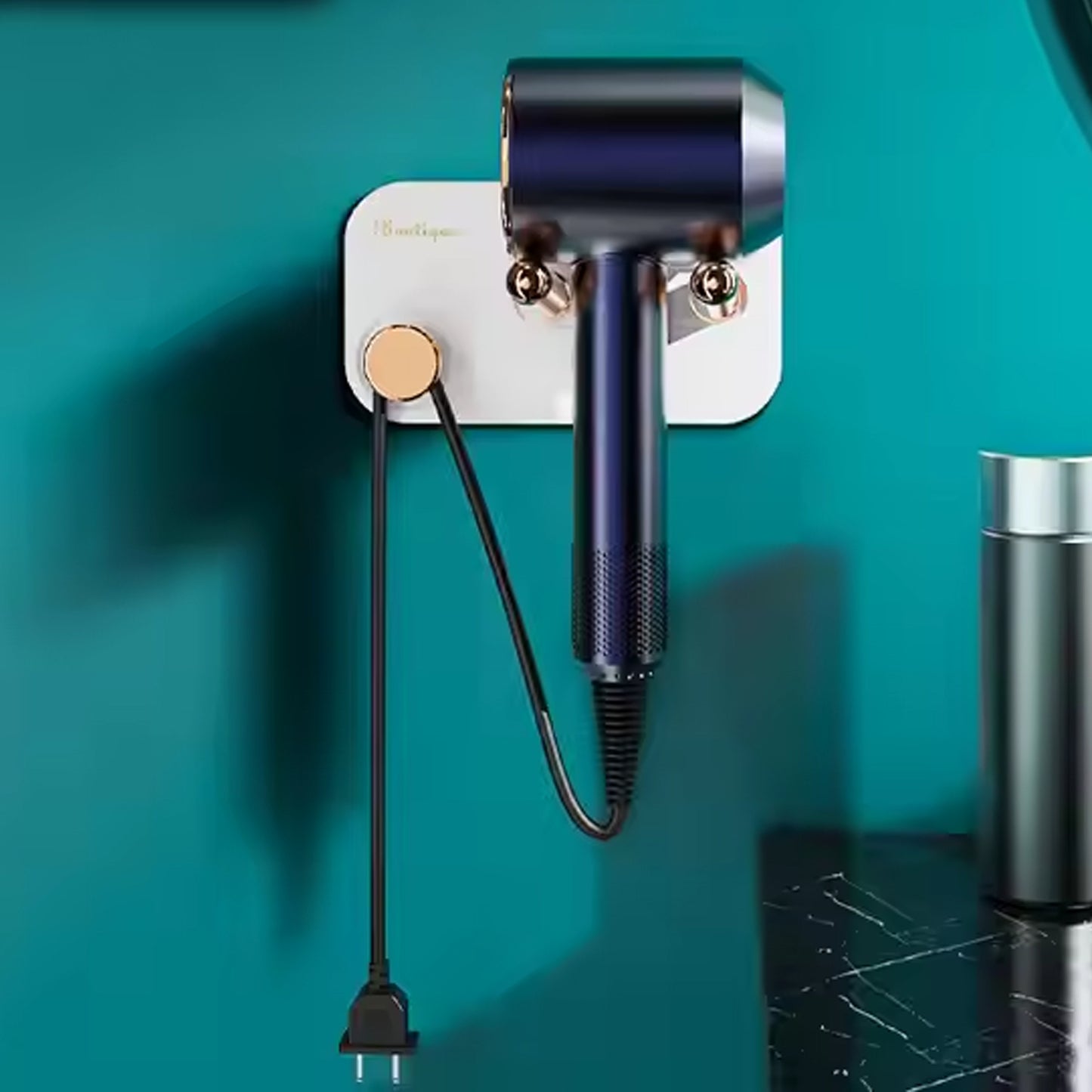 Self Adhesive Hair Dryer Holder Wall Mount Bathroom Hair Dryer Stand Organizer and Hanger for Hair Styling Tools (1 Piece)