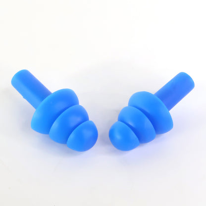 Reusable Silicone Swimming Ear Plugs with Triple-Flange Design, Water-Blocking Earplugs for Swimming, Showering, Bathing and Water Sports (1 Pair)