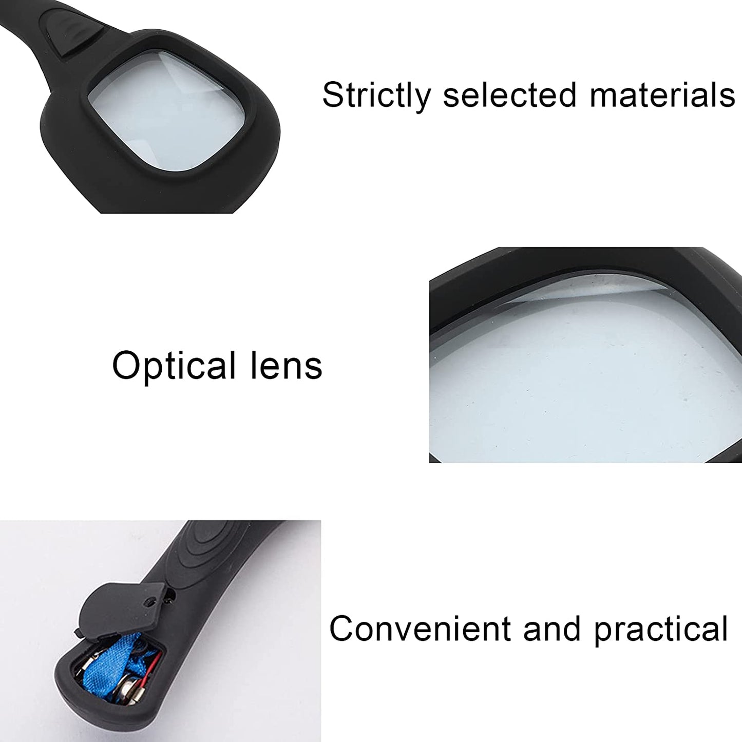 Handheld Magnifying Glass with 6 LED Lights – Illuminated Reading Magnifier for Seniors, Inspection, Coins &amp; Jewelry (1 Pc)