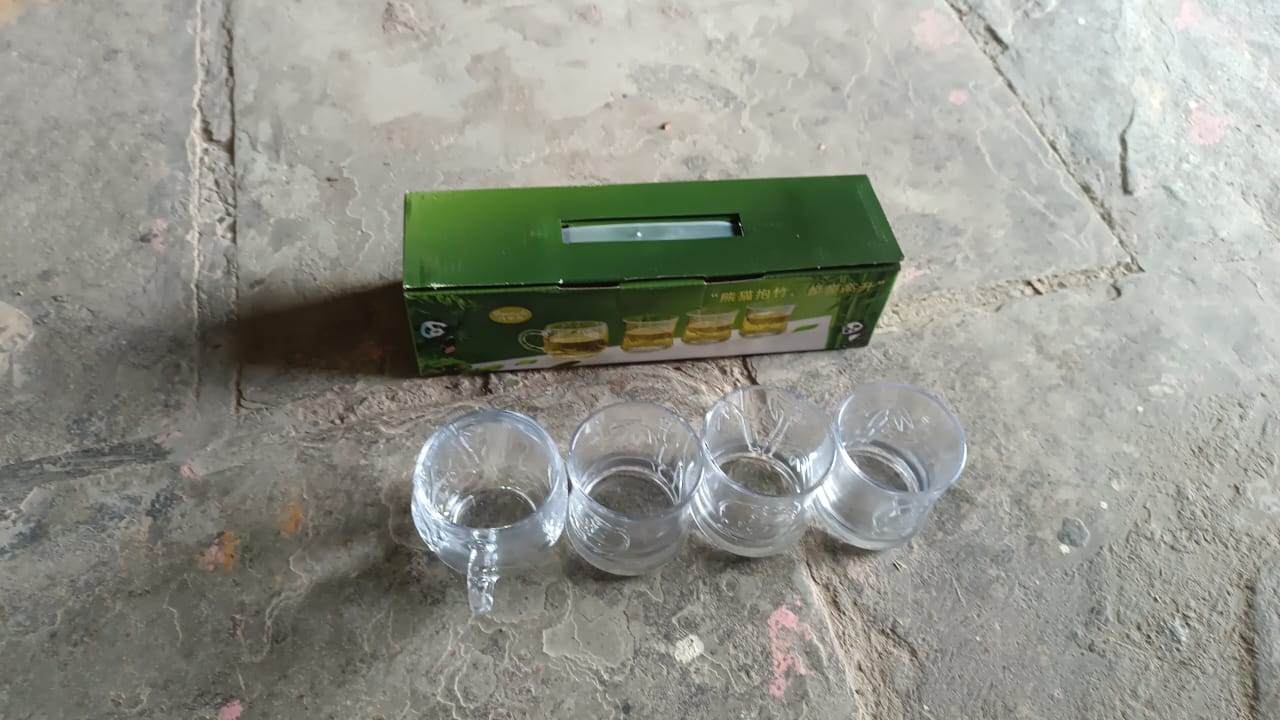 Glass 3 Pc Tumbler and 1 Pc Cup Set, Juice Glasses and Transparent Water Glass Coffee and Tea Cup / Mug (4 Pcs Set)
