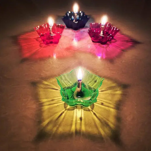 Magical Reflection Diya Set with 6 Attractive Designs – Decorative Tea Light Candle Holders Set of 12 Pieces
