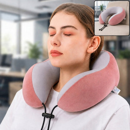 U Shaped Travel Neck Pillow With Adjustable Closure For Comfortable Trips (1 Pc)