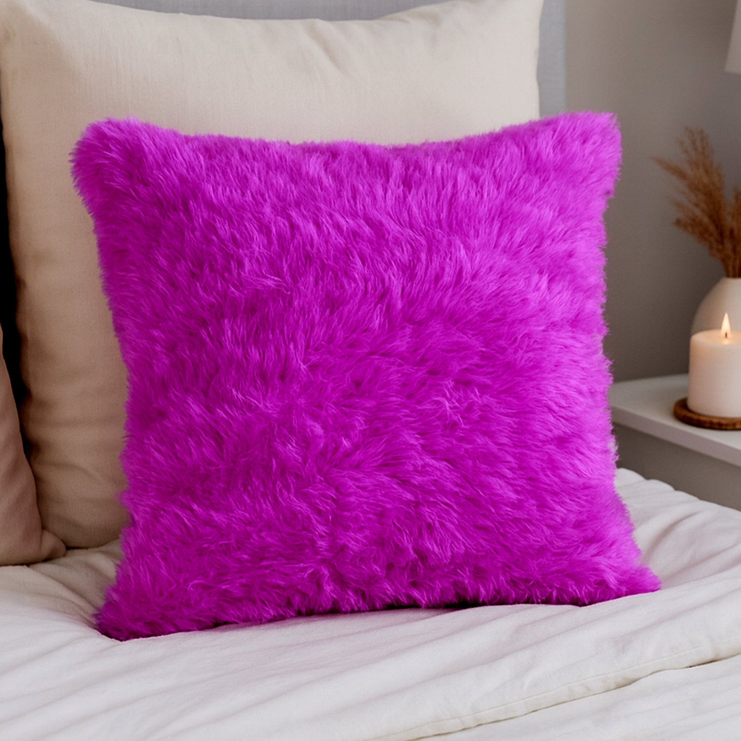 Super Soft Fluffy Faux Fur Cushion Pillow – Premium Decorative Throw Pillow for Sofa, Bed, Living Room and Office