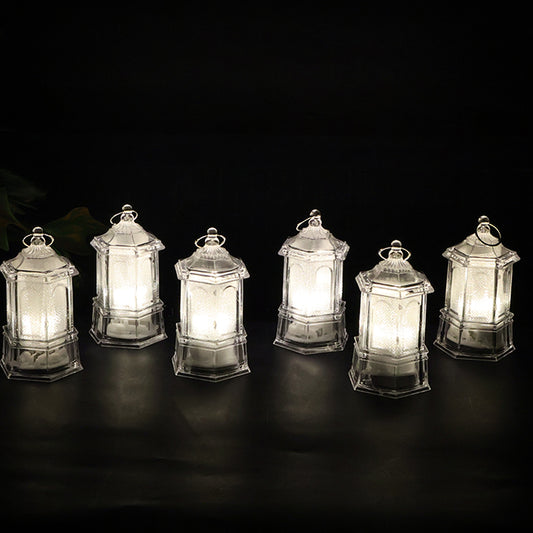 Set of 6 LED Hanging Lantern Style Decorative Flameless Candles Battery Operated Warm White Lamps for Home Decor Festivals Weddings Parties and Mandir Decoration