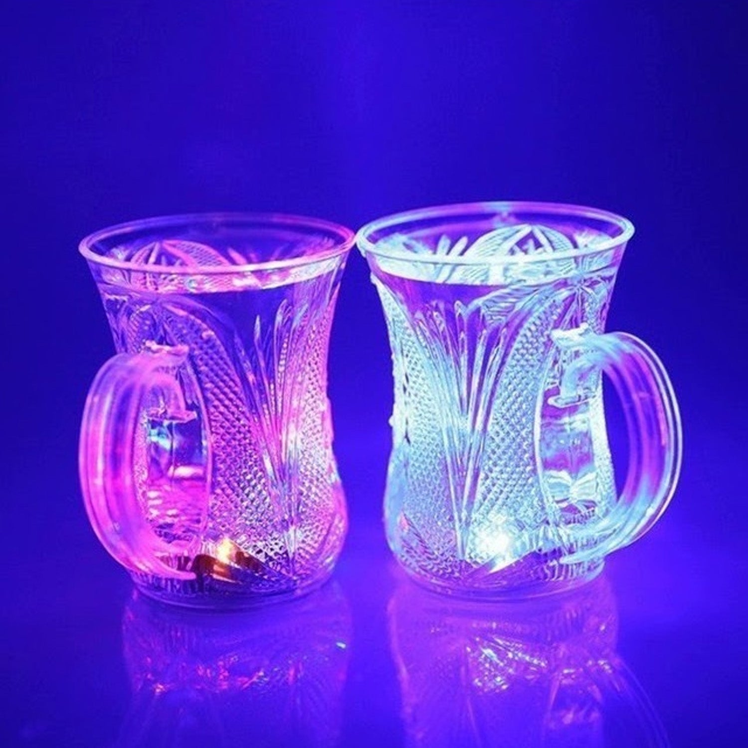 Flashing Cup LED Water Sensor Light Up Cup With Handle (2 Pcs Set)