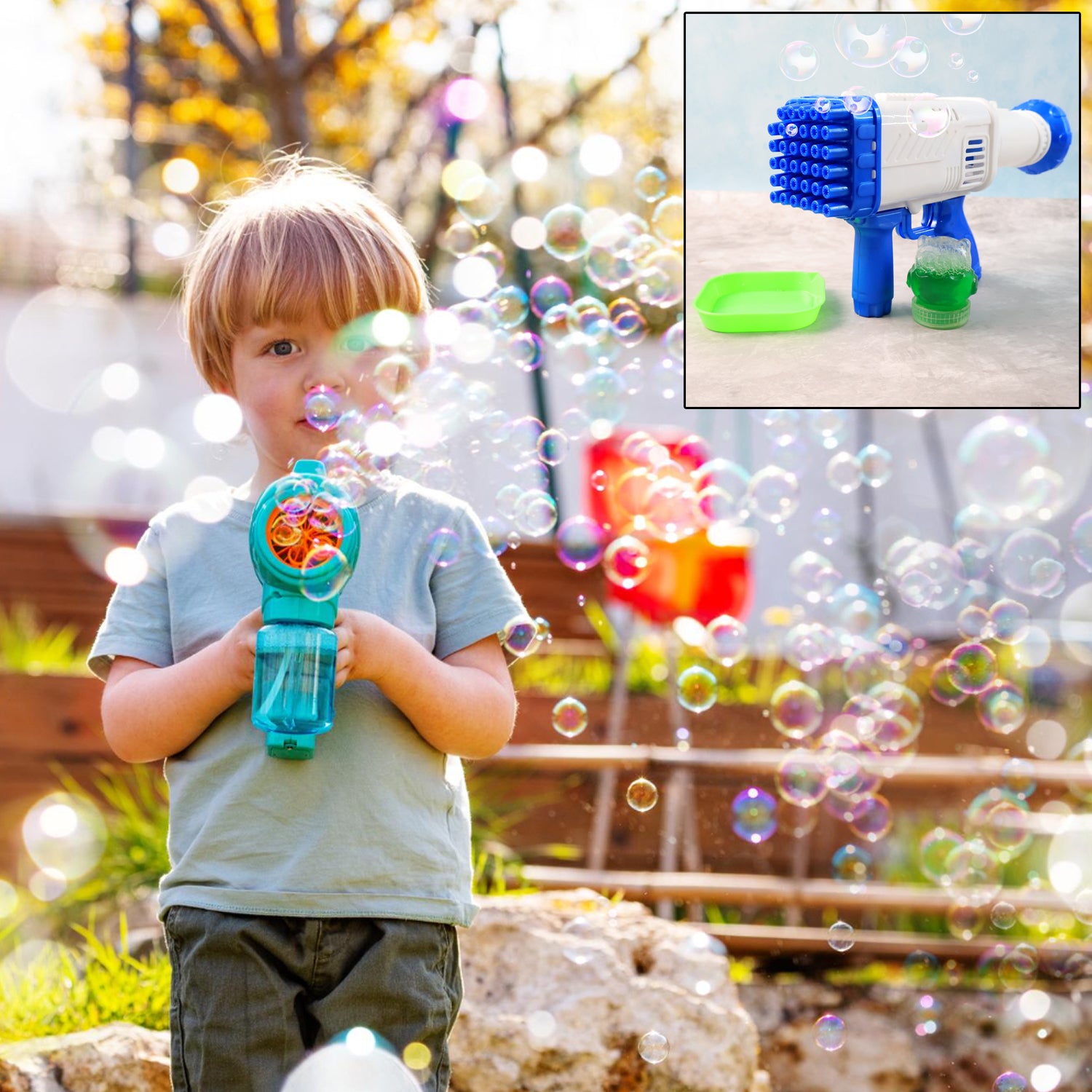 32 Holes Rechargeable Bubble Gun Toy – Automatic Big Rocket Bubble Blower (1 Set)