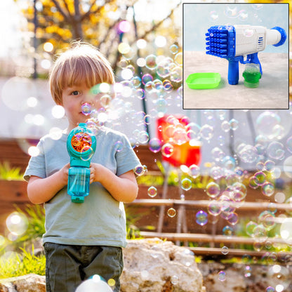 32 Holes Rechargeable Bubble Gun Toy – Automatic Big Rocket Bubble Blower (1 Set)