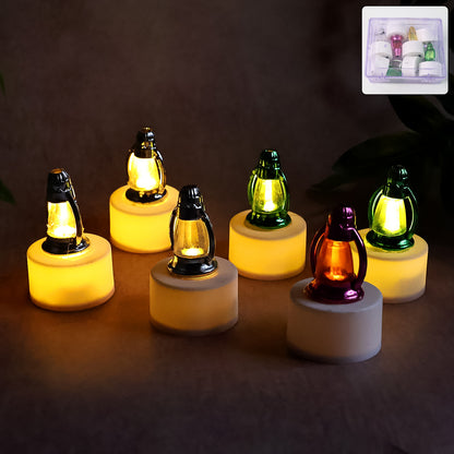 Set of 6 Decorative LED Lantern Candles Flameless Tealight Lamps with Warm White Glow Battery Operated for Home Diwali Wedding Party and Festive Decoration