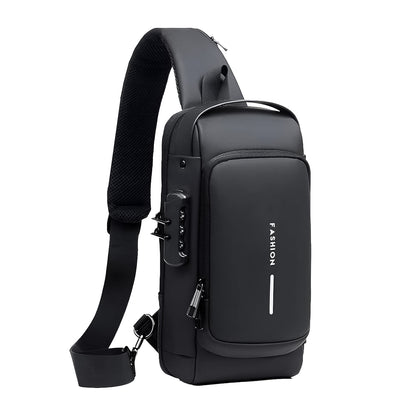 Trendy Anti-Theft Crossbody Sling Bag with USB Charging Port, Combination Lock and Adjustable Strap for Men and Women