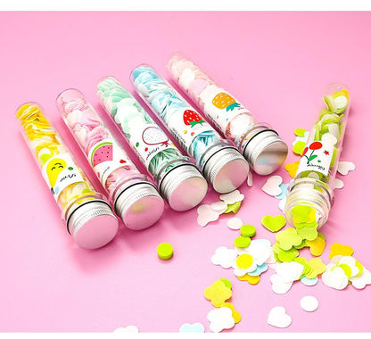 Portable Hand Washing Bath Flower Shape Paper Soap Strips in Test Tube Bottle – Scented Travel Soap Sheets for Hand Cleaning, Bath and Outdoor Hygiene (1 Pc)