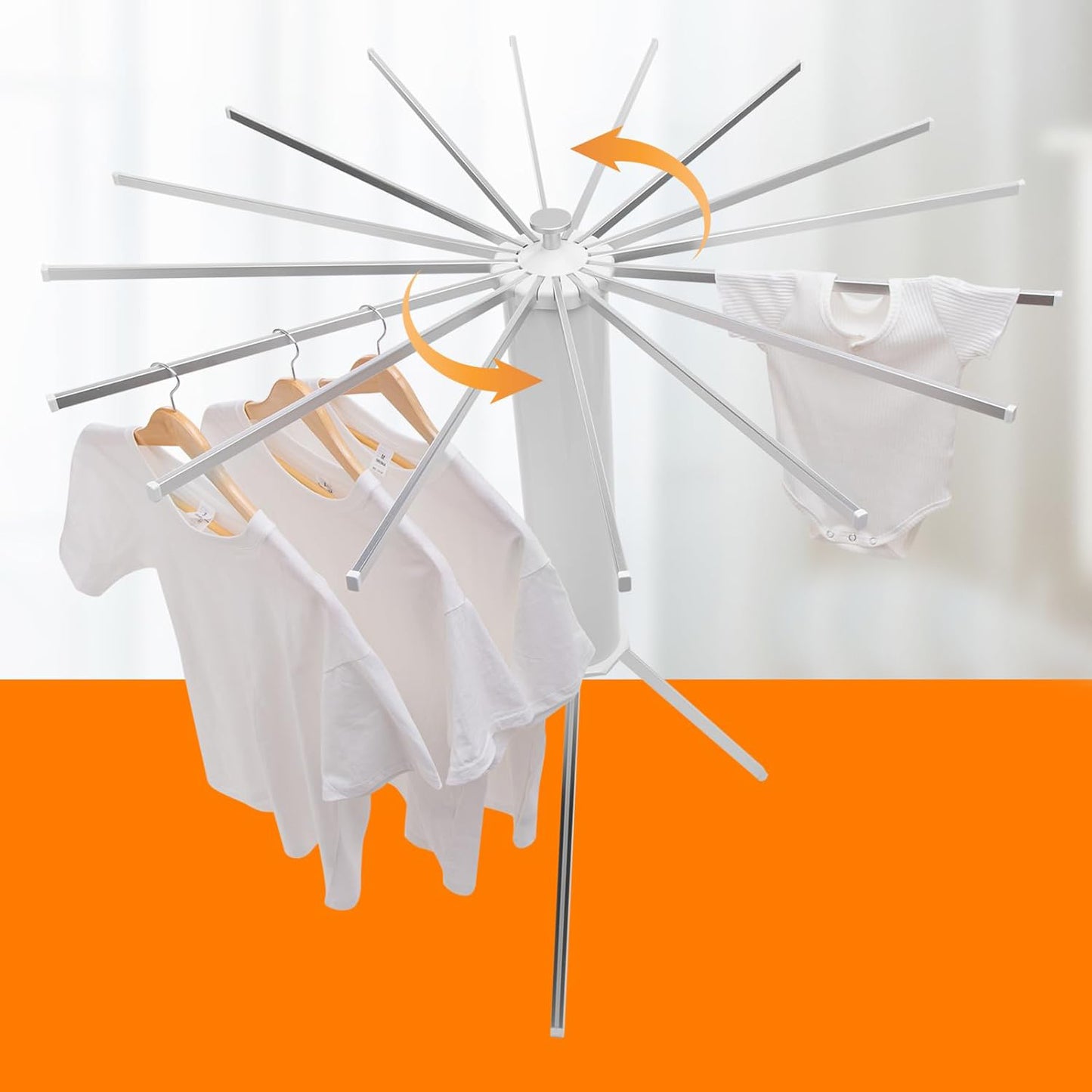 Heavy Duty Foldable Rotary Clothes Drying Rack Stand with 360° Rotating Arms Portable Freestanding Laundry Drying Tower for Indoor Outdoor Balcony and Home Use (1 Pc)