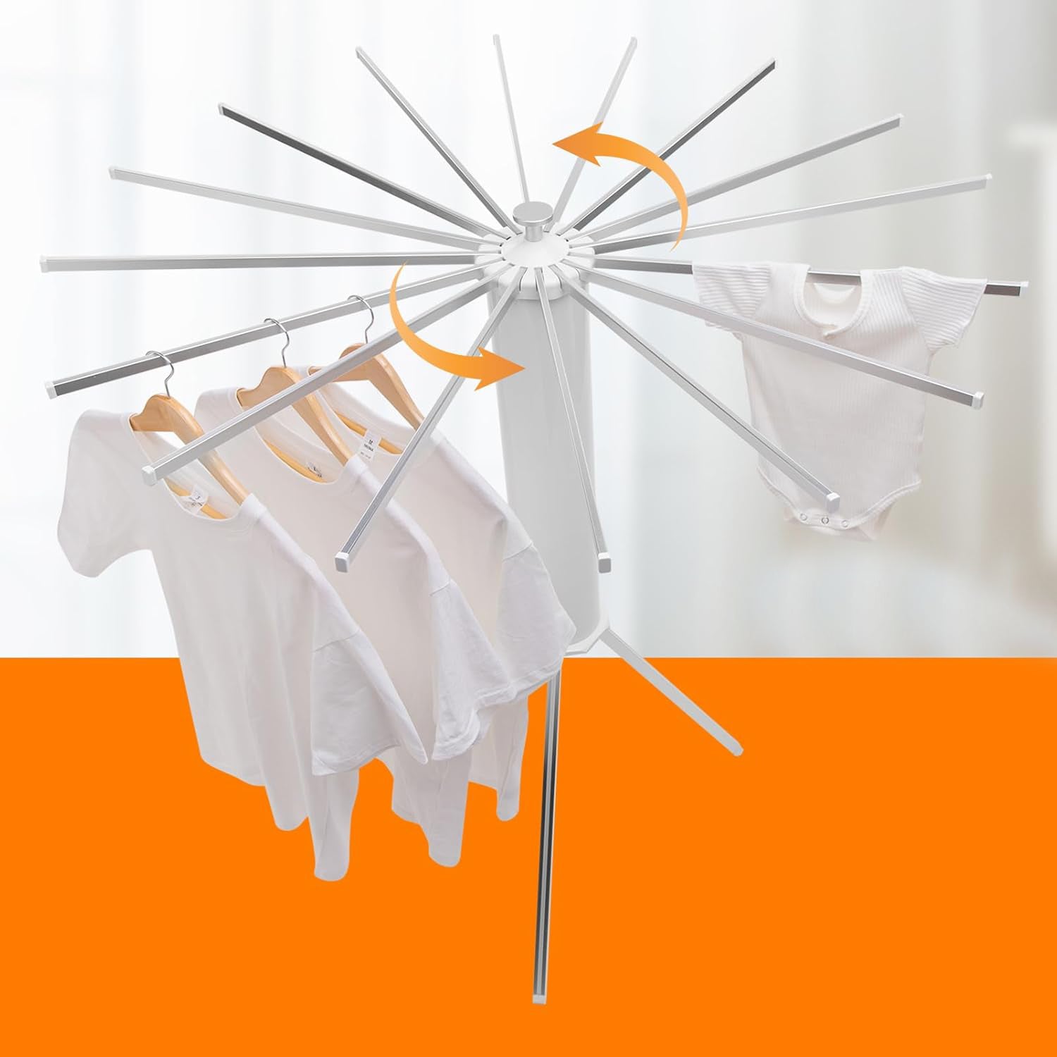 Heavy Duty Foldable Rotary Clothes Drying Rack Stand with 360° Rotating Arms Portable Freestanding Laundry Drying Tower for Indoor Outdoor Balcony and Home Use (1 Pc)