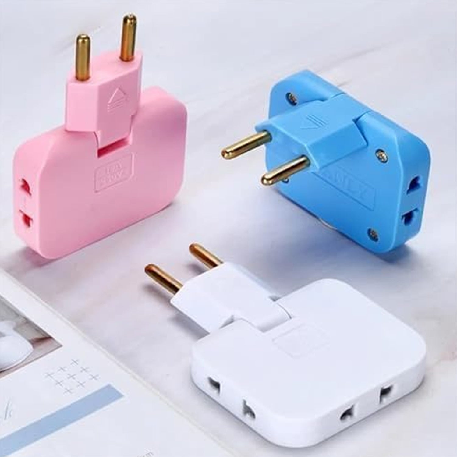 Wireless 3 in 1 Universal Adapter Foldable Rotating Multi Plug Socket Converter 180 Degree Extension Plug (1 Pc)