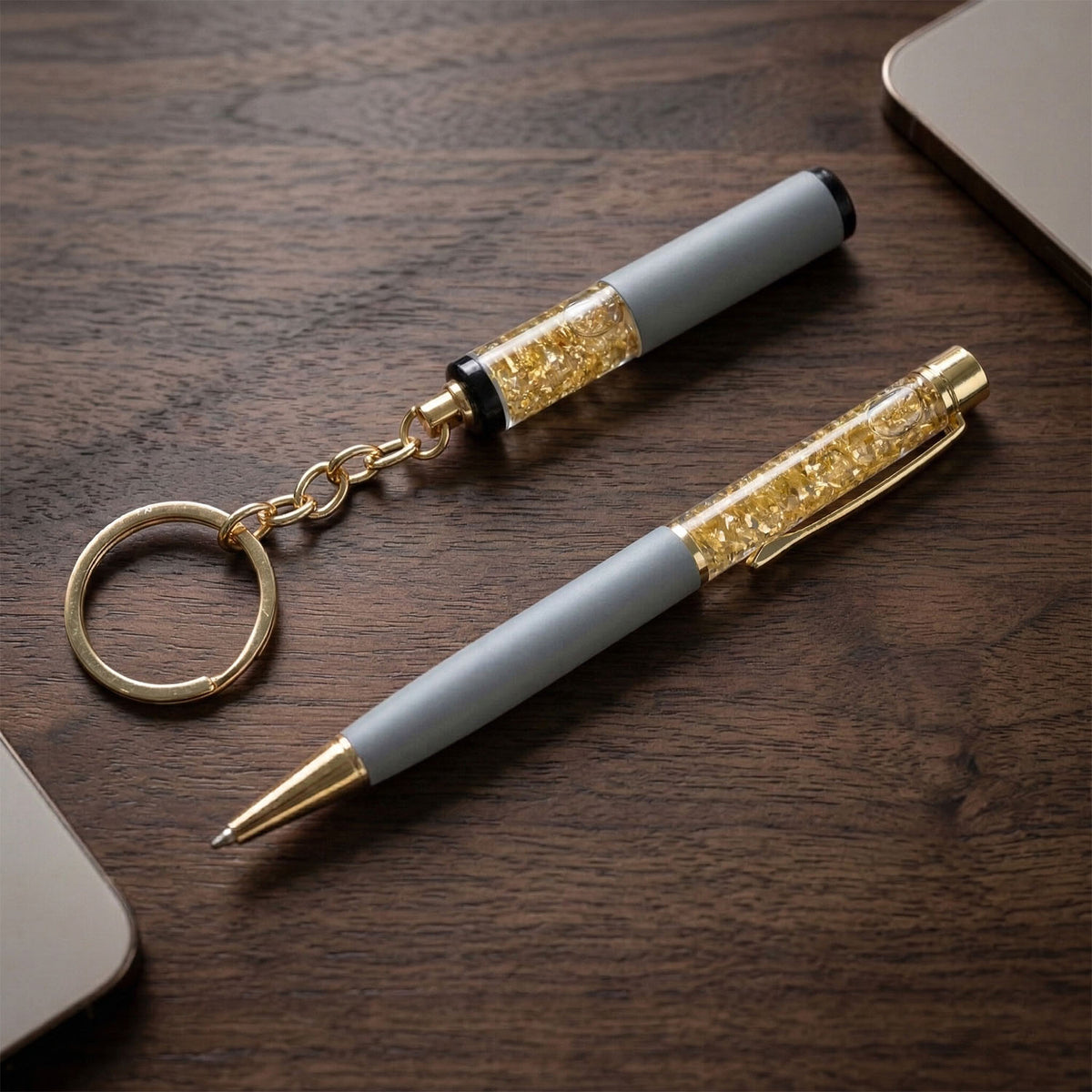 Premium Crystal Ball Pen and Decorative Keychain Combo Gift Set, Stylish Ballpoint Writing Pen with Keyring (1 Set)