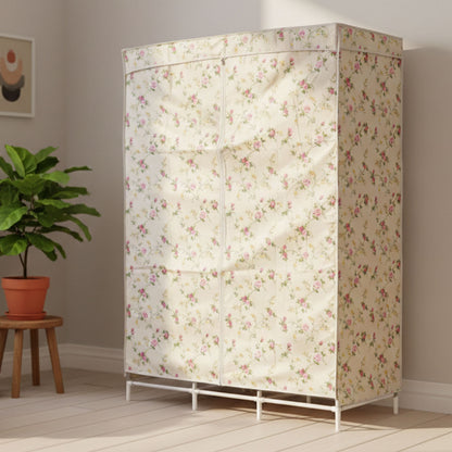 8 Compartment Portable Fabric Wardrobe Closet with Hanging Rods and Storage Shelves Heavy Duty Foldable Cloth Almirah Organizer for Bedroom Clothes Blankets Toys and Accessories (1 Set)