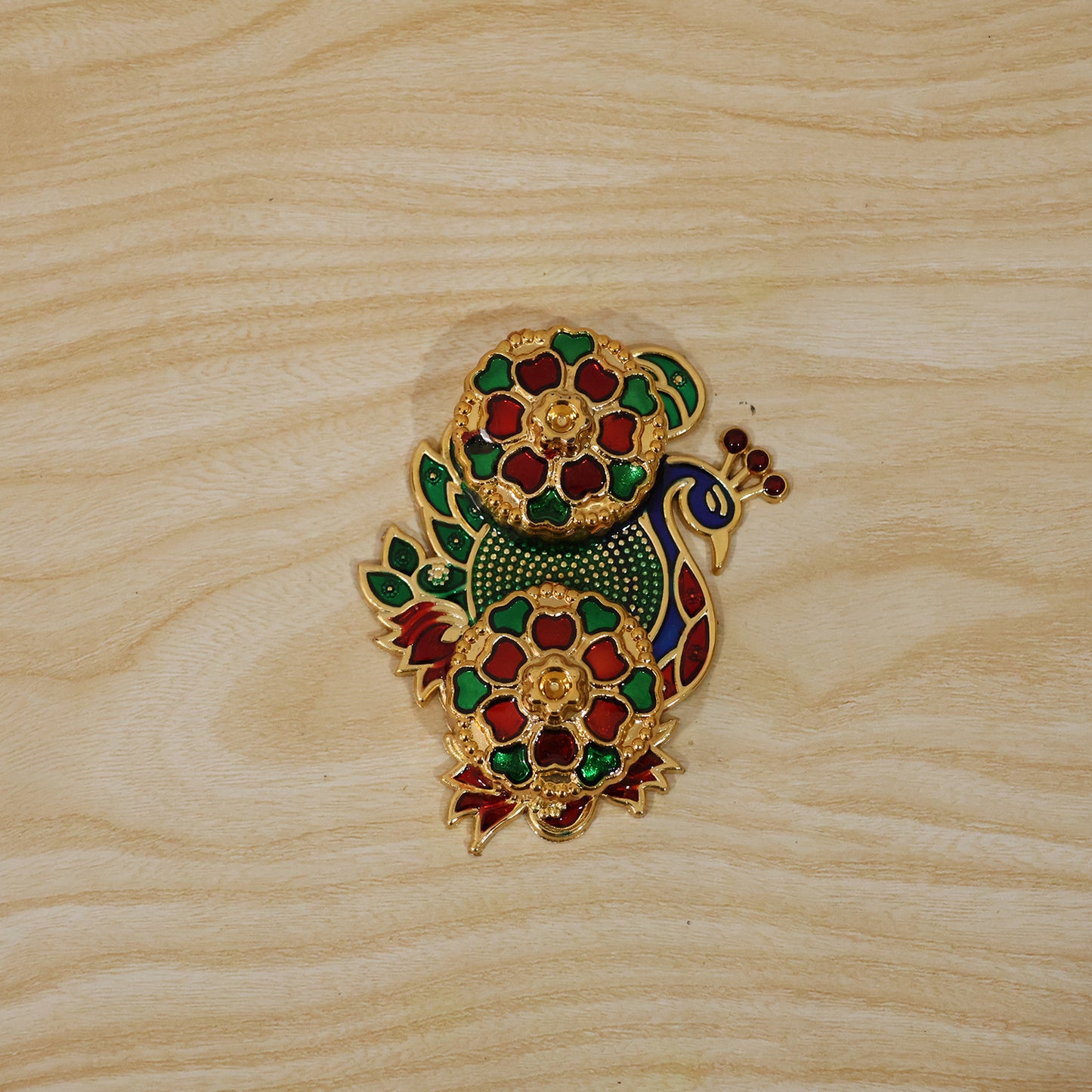 Premium Peacock Design Decorative Kumkum Dani Kankavati with Two Lidded Containers for Haldi, Kumkum, Roli, Chawal, Pooja and Festival Rituals (1 Pc)