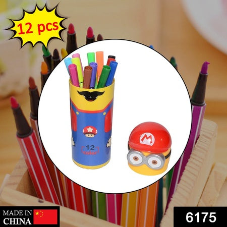 Minions Sketch Pen Set with Attractive Storage Case – Pack of 12 Colorful Drawing and Coloring Pens for Kids