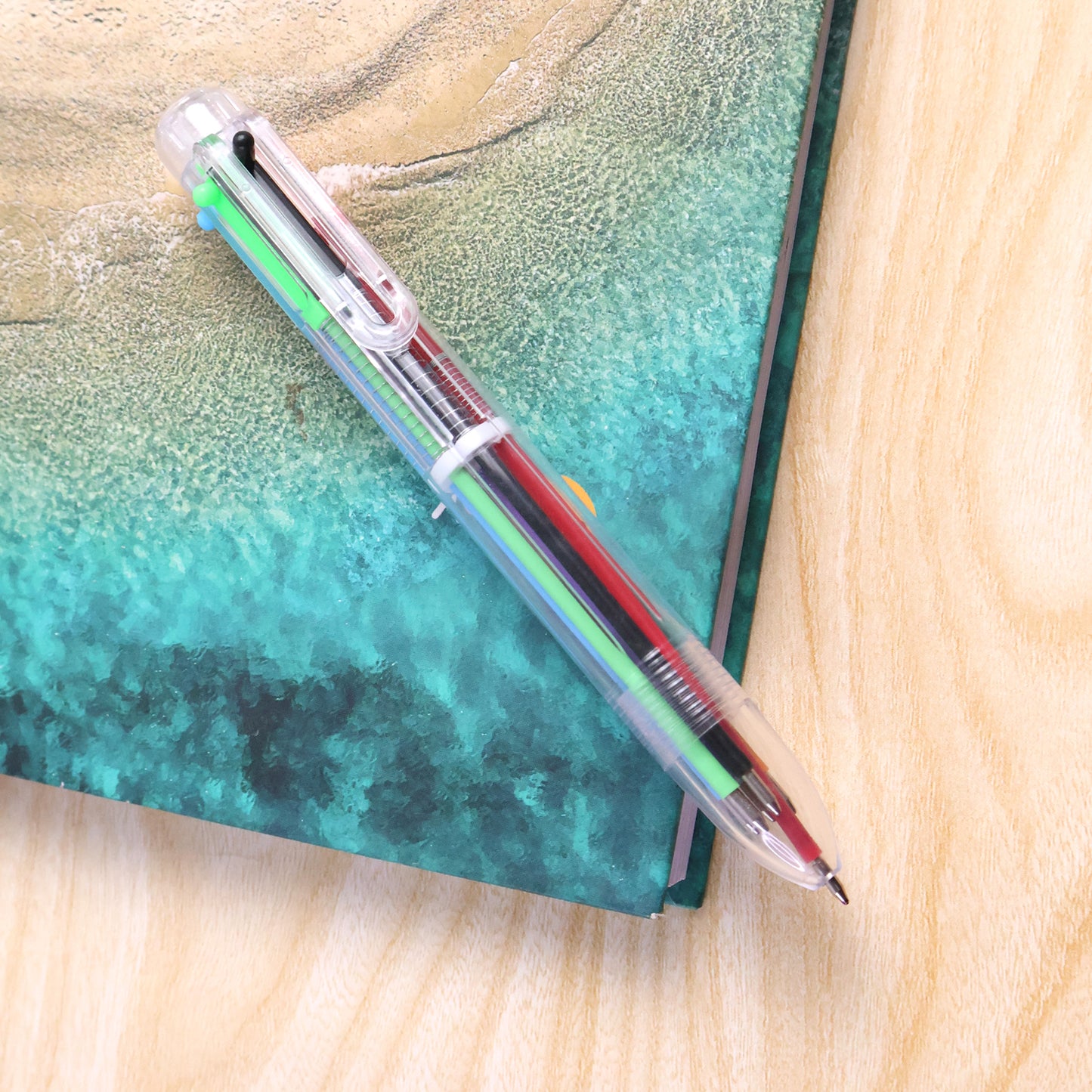 6 in 1 Multicolor Ball Point Pen with Transparent Body and Smooth Writing Multi Ink Pen for School, Office, College and Daily Use