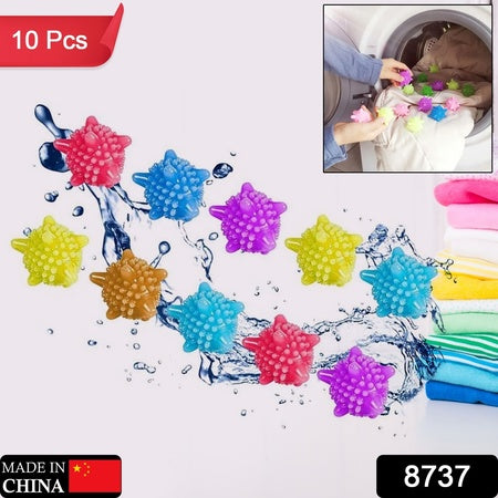 Soft Star Laundry Dryer Balls and Washing Machine Laundry Balls for Fabric Softening, Anti-Tangle Clothes Cleaning (10 Pieces, Multi Color)