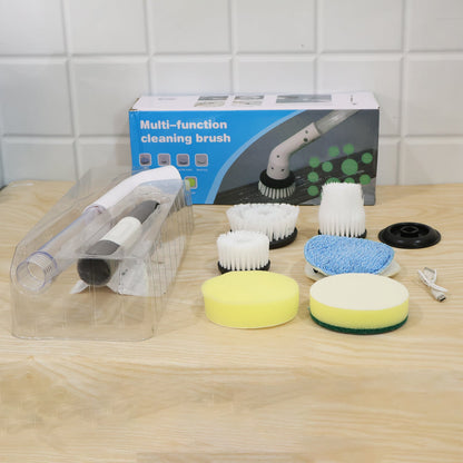 Multi Function Plastic Cleaning Brush Set with Long Handle and Interchangeable Heads for Bathroom, Kitchen and Home