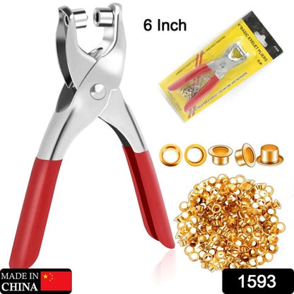Grommet Setting Tool Kit with 25 Gold Eyelets | Steel Hole Punch and Eyelet Setter for Leather, Canvas, Fabric, Bags, Shoes, Belts and DIY Crafts