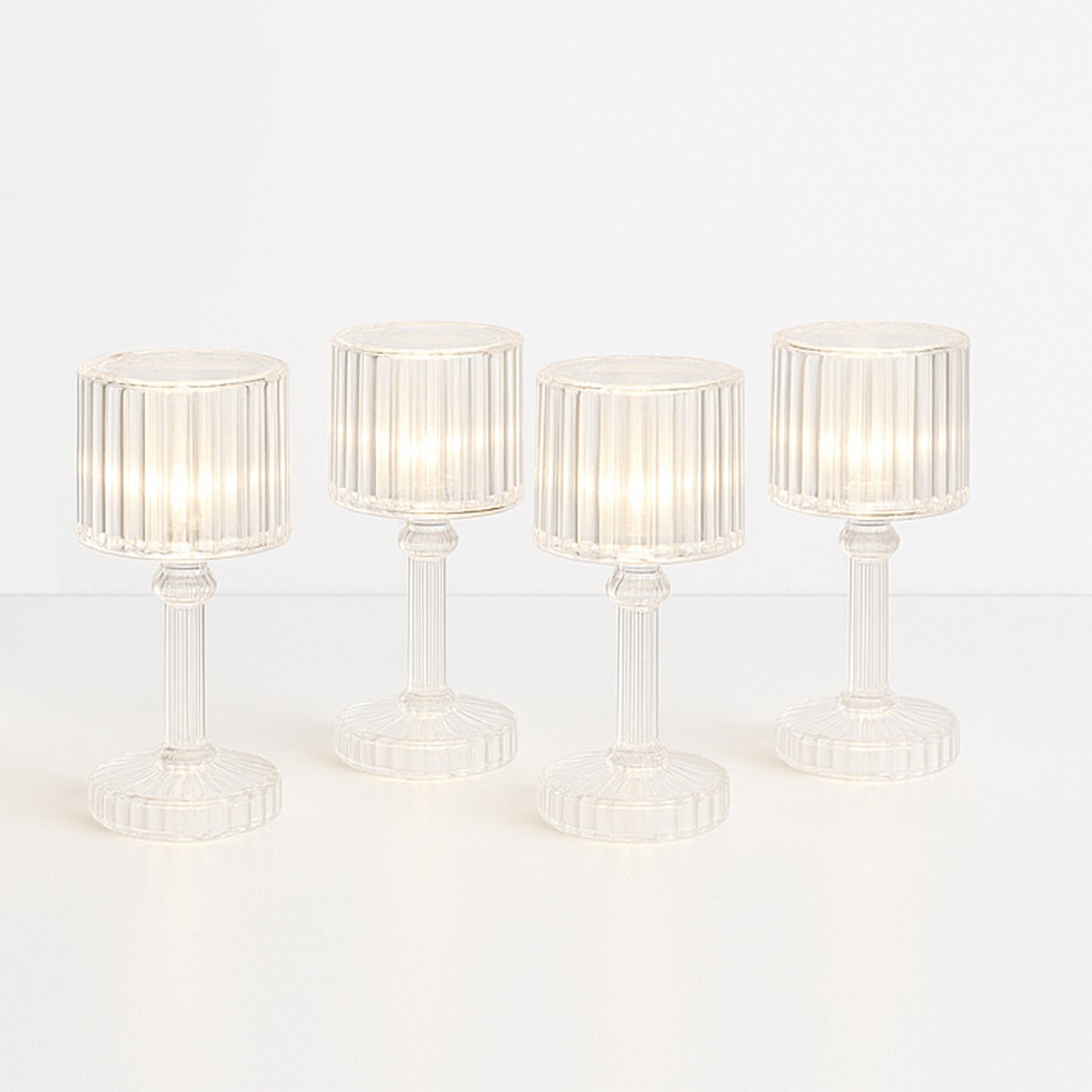 Set of 4 LED Crystal Effect Table Lamps Battery Operated Decorative Mini Desk Lights for Home Restaurants Weddings Festive Decor Diwali Table Centerpiece Lights