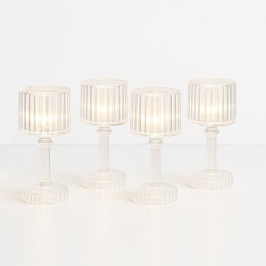 Set of 4 LED Crystal Effect Table Lamps Battery Operated Decorative Mini Desk Lights for Home Restaurants Weddings Festive Decor Diwali Table Centerpiece Lights