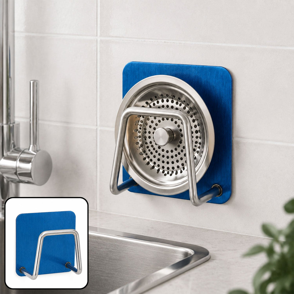 Self Adhesive Sink Sponge Holder With Stainless Steel Wire Kitchen Storage Caddy