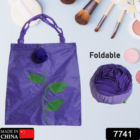 Foldable Rose Shape Reusable Nylon Shopping Bag with Pocket Size Cover for Grocery, Travel and Everyday Use