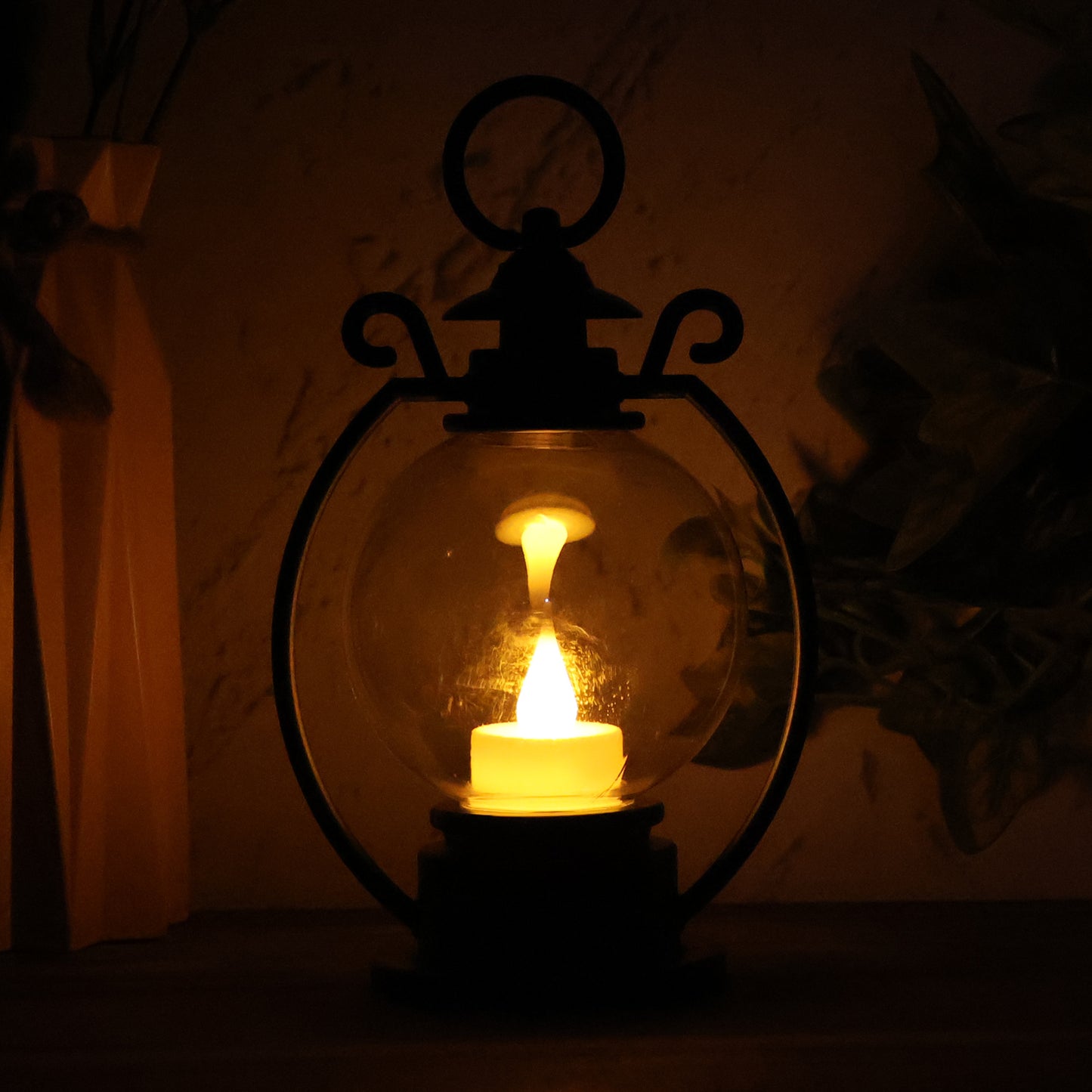 LED Storm Lantern Decorative Light Vintage Style Battery Operated Flickering Flame Candle Lamp for Home, Diwali, Christmas and Festive Decoration (1 Pc)