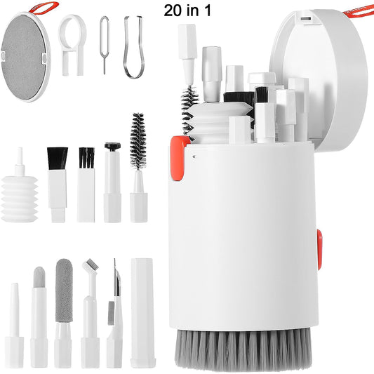 20 in 1 Keyboard Cleaner Kit – Laptop, Phone and Screen Cleaning Set with Electronic Cleaning Brush, Spray and Multi-Tool Accessories for AirPods, iPad, iPhone, Camera and Computer (1 Pc)