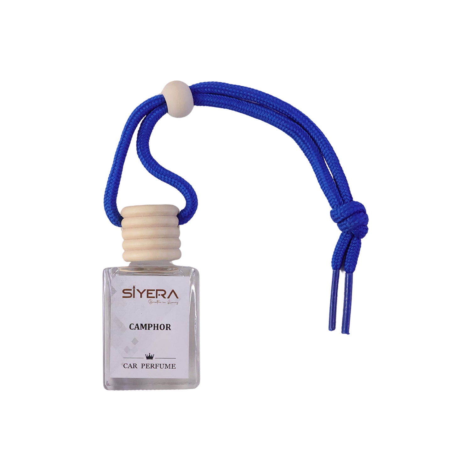 Siyera Camphor Hanging Car Perfume with Natural Wooden Cap Long Lasting Car Air Freshener and Fragrance Diffuser for Car, SUV and Indoor Spaces (1 Pc)