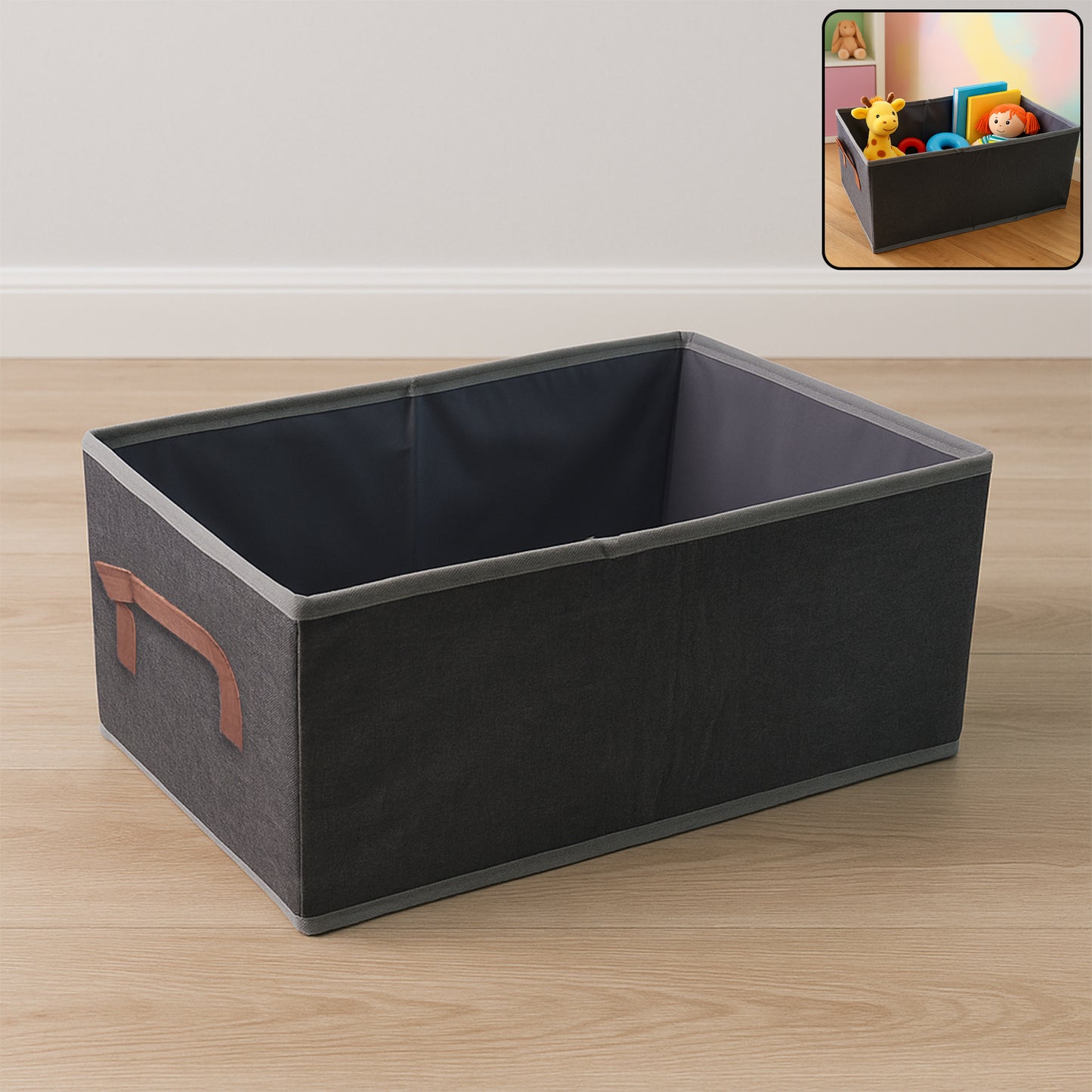 Foldable Rectangular Storage Box With Handle (46x28 Cm, 1 Pc)
