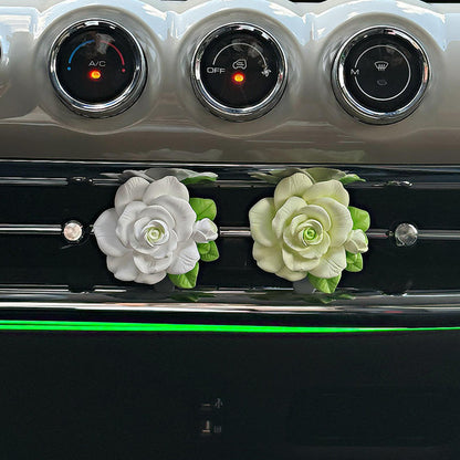 Elegant Rose Flower Car Air Freshener Clip for AC Vent with Perfume Bottle 10ML Long Lasting Floral Fragrance Diffuser with Decorative Petal Design Car Interior Aromatherapy Accessory (1 Pc)
