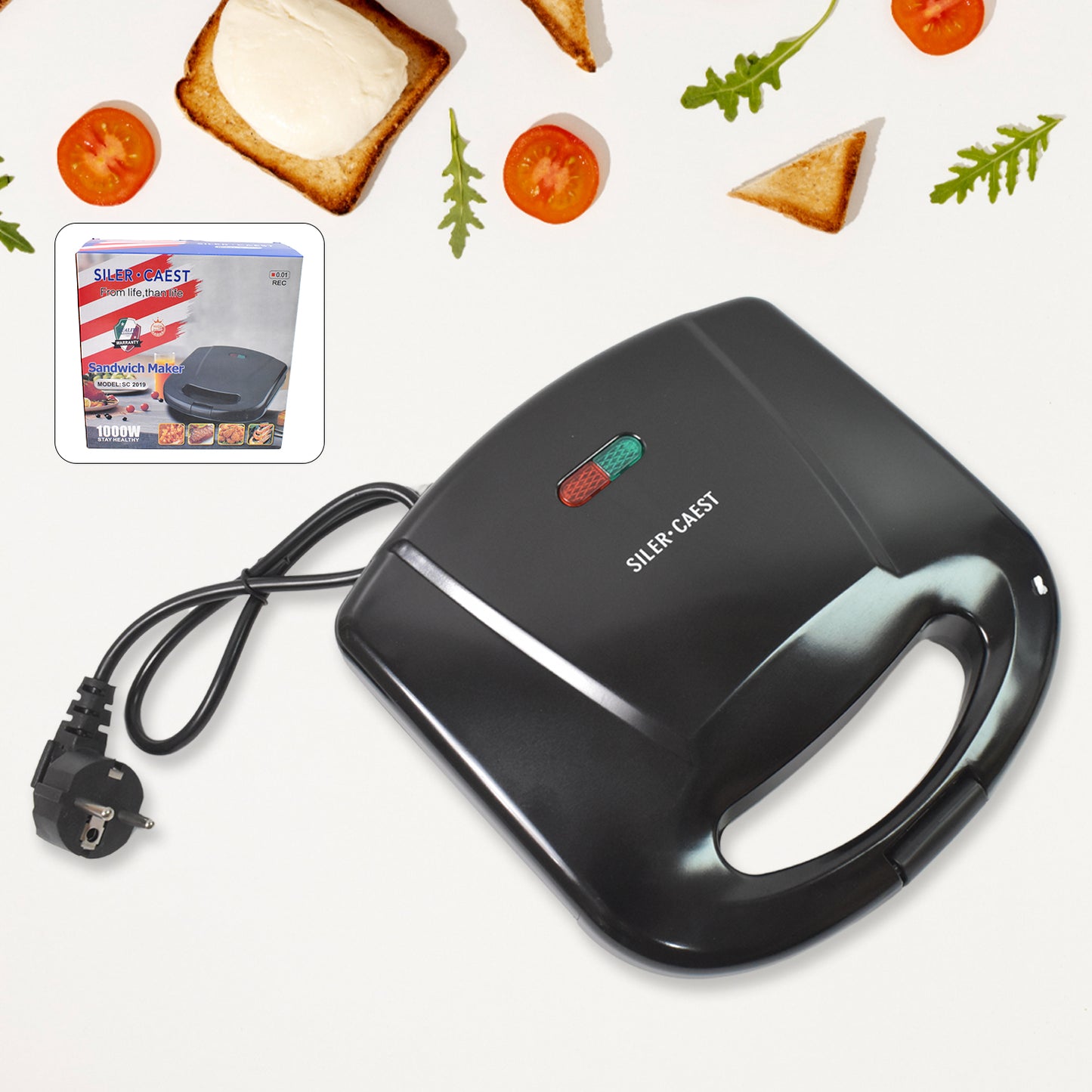 Electric Non-Stick Waffle Maker – 2 Slice Square Waffle Machine with Indicator Lights and Cool Touch Handle for Crispy Homemade Waffles