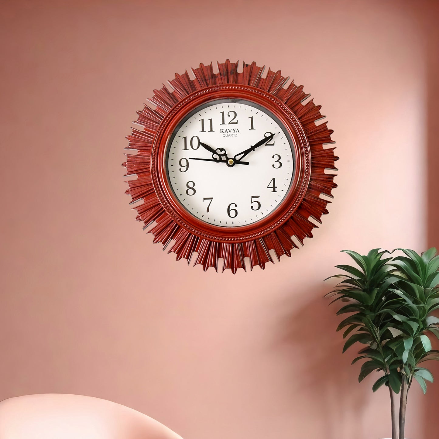 Wooden Look Designer Wall Clock Battery Operated Silent Analog Round Decorative Wall Clock for Living Room, Kitchen, Bedroom, Office and Home Décor