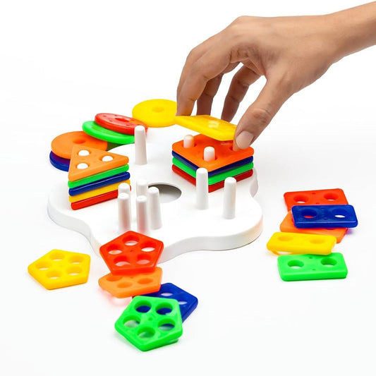 Geometric Stacking Sorter Puzzle Toy – Educational Shape Sorting and Stacking Toy for Toddlers | Develops Cognitive Skills and Fine Motor Skills