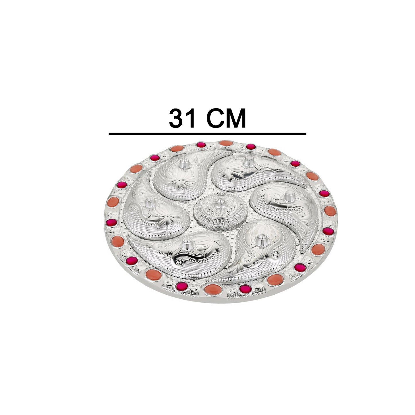 Multipurpose 7 Compartment Rotating Dry Fruit Serving Tray with Lid for Snacks, Candy, Chocolate, Namkeen and Masala Storage (1 Pc)